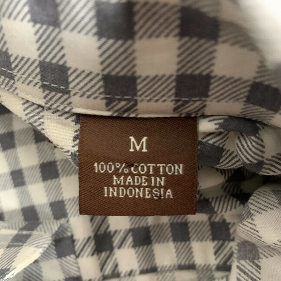 Perry Ellis Mens Medium Gray Check Plaid Linen Button Up Shirt New With Tags - Picture 6 of 10